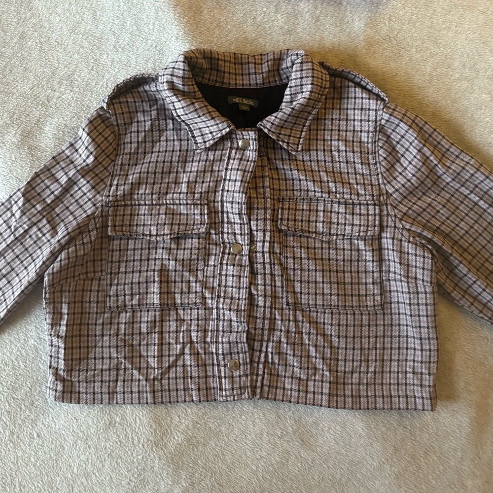 Target Wild Fable cropped, button up, flannel